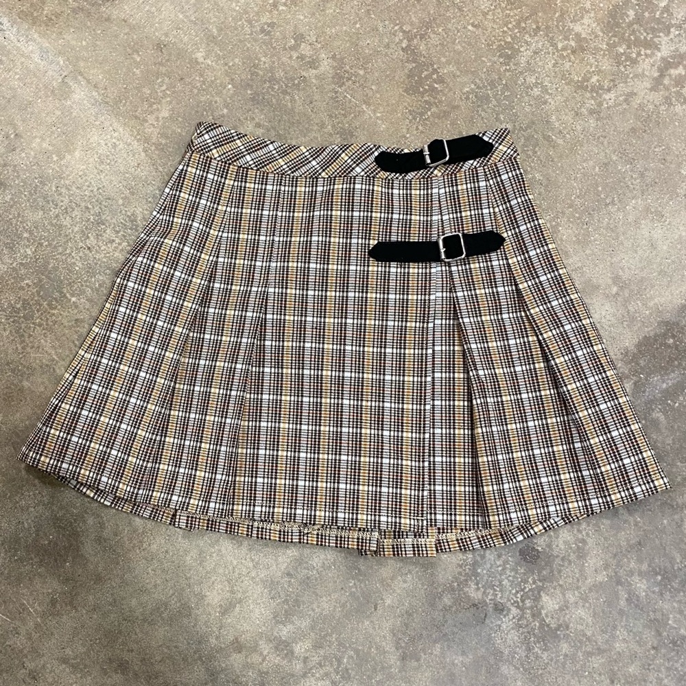 vintage two buckle plaid pleated skirt size academia prep school uniform